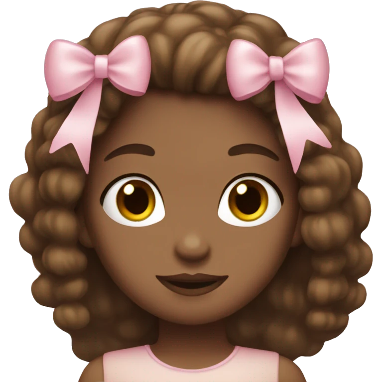 brown long haired girl with light pink bow in hair emoji