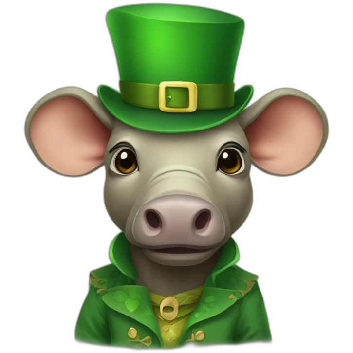 Babirusa wearing leprechaun outfit emoji