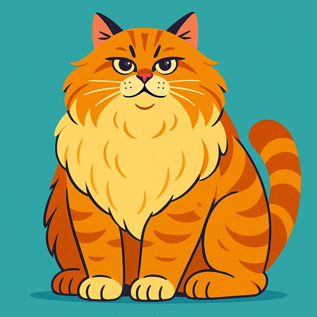 the world's biggest cat, fluffy and enormous, sitting regally emoji