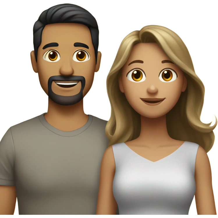 Puerto rican beard short black hair  husband with blond long hair wife and brown long hair daughter Family  emoji