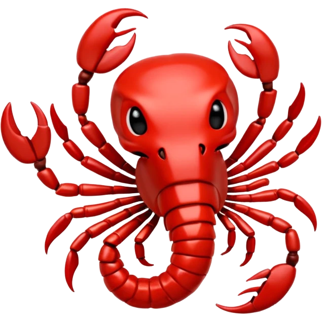 A 3D cartoon Scorpio zodiac sign in red, glossy texture, simple background, Memoji-style rendering. emoji