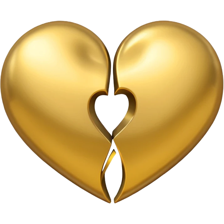 Two yellow gold hearts interlinked, metallic finish emoji
