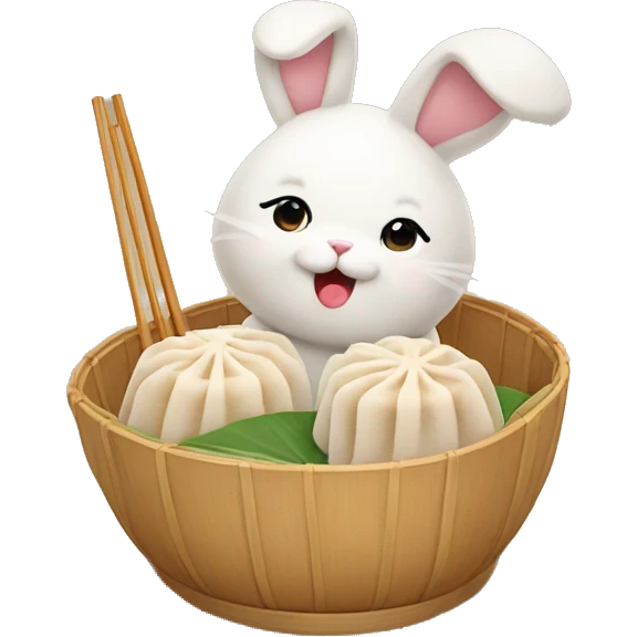Dim sum with cute bunny emoji