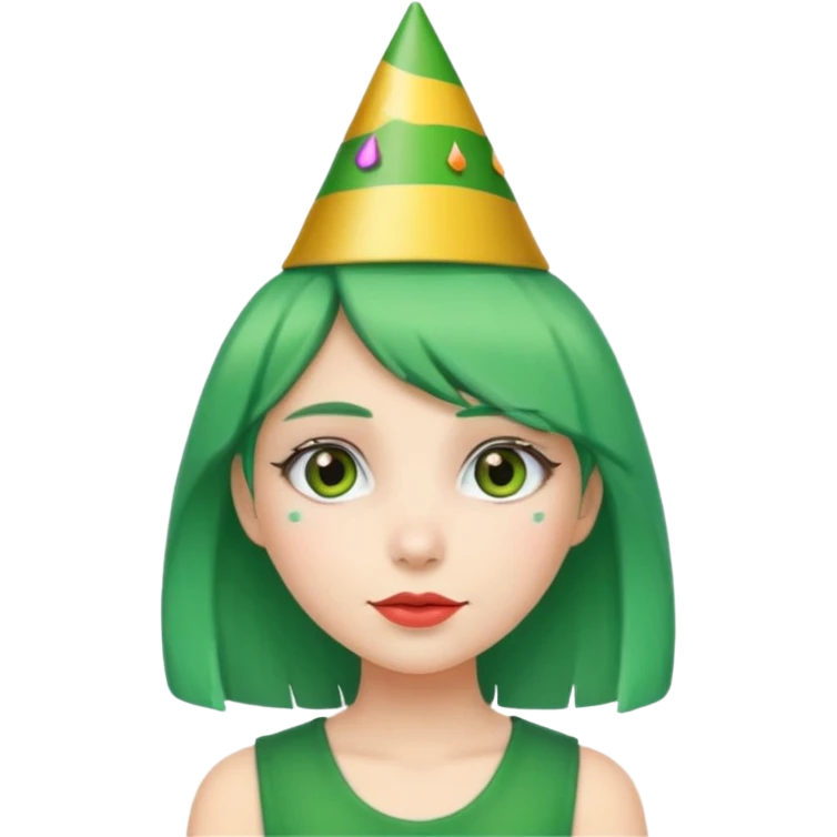 party hatted green haired girl emoji