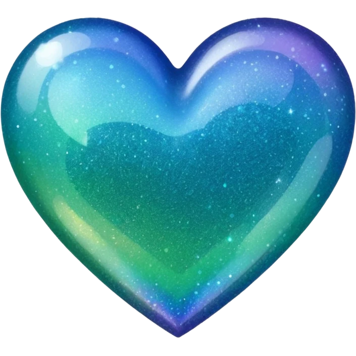 glitter heart, blue to green ombre emoji