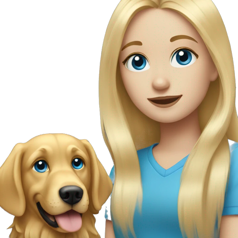 Long Blonde hair blue eyed girl with a golden retriever  emoji