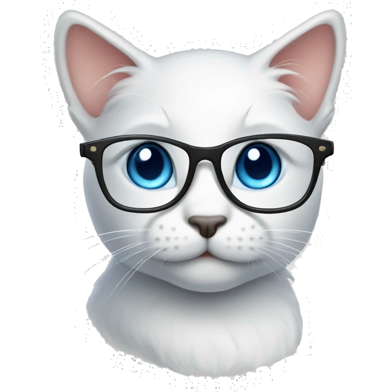 cute cat, glasses, blue eyes emoji