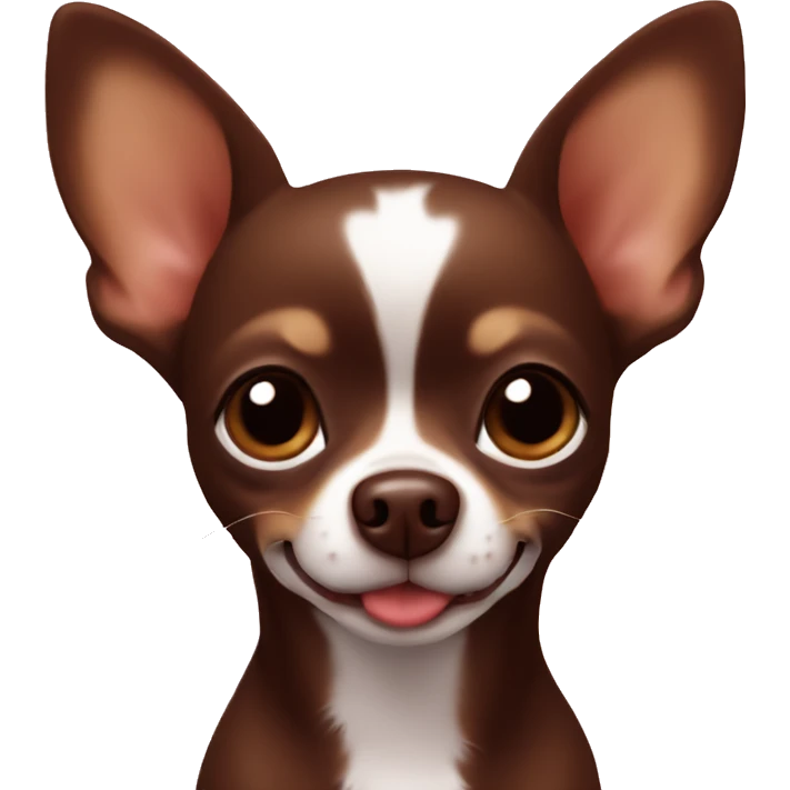 Chocolate brown chihuahua with heart emoji