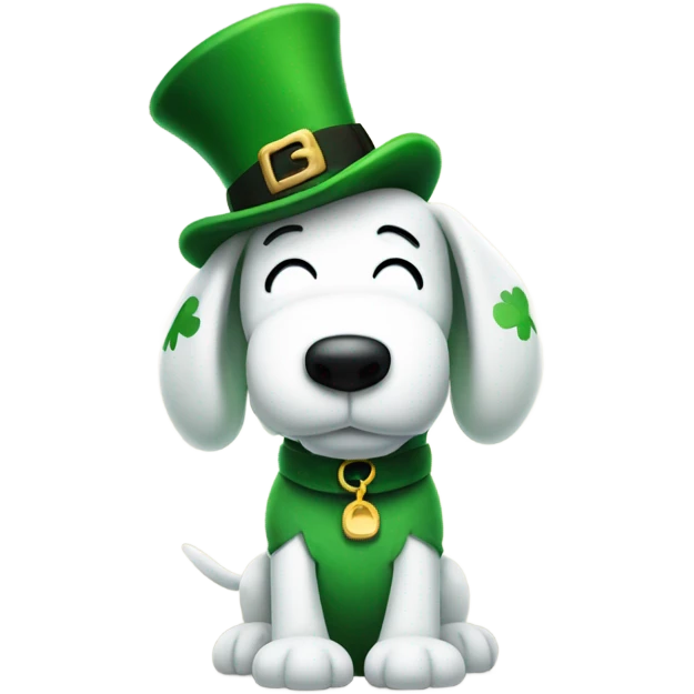 Snoopy with Irish leprechaun hat emoji