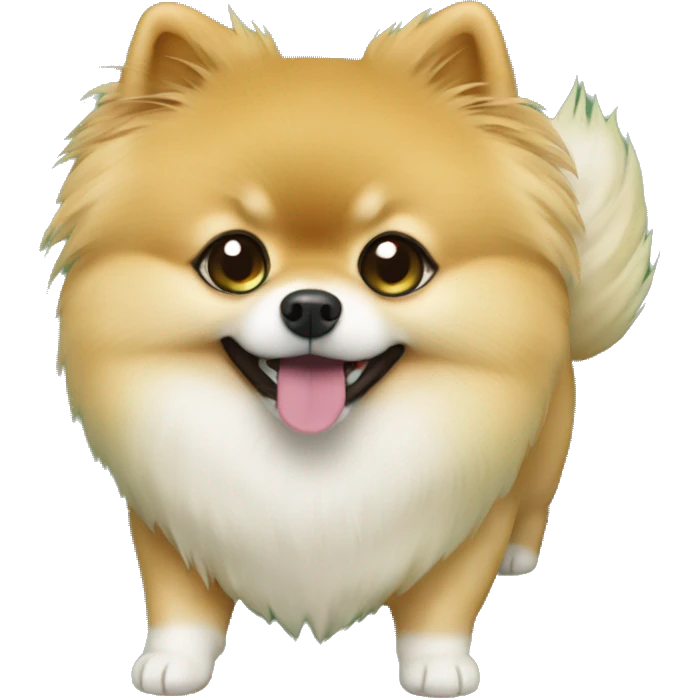 Pomeranian driking matcha emoji