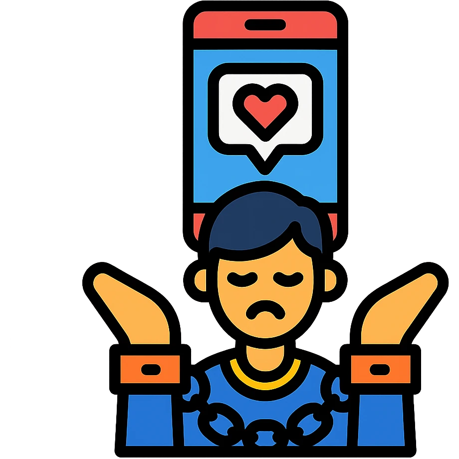 social media addiction icon, simple and modern emoji