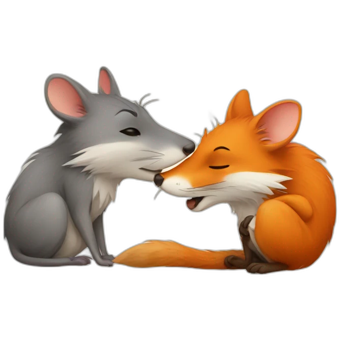 rat kissing fox emoji