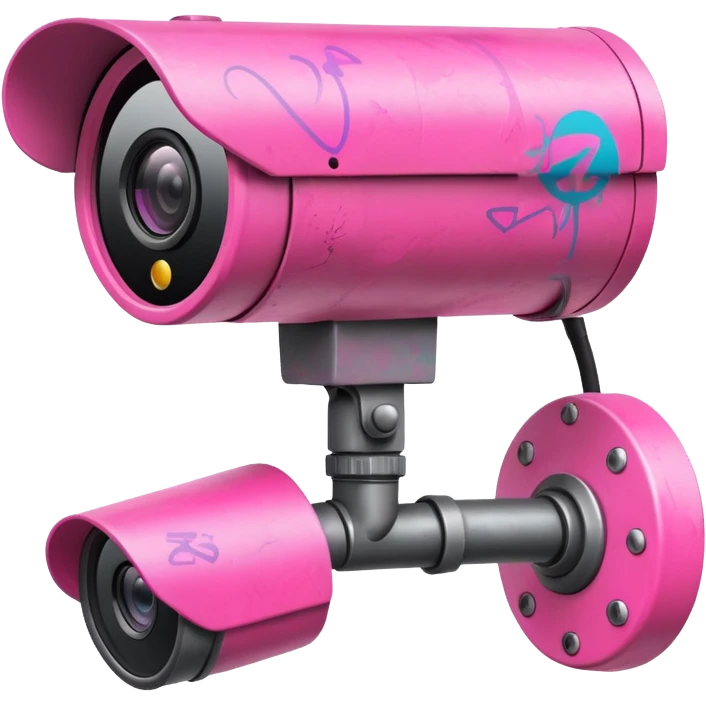 Security Camera pink with graffity emoji