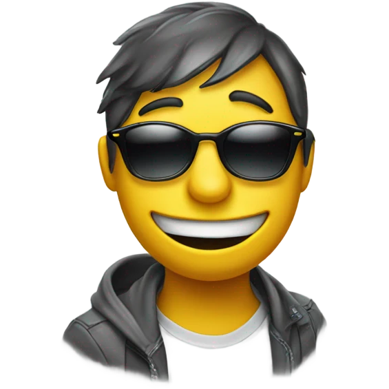 Smiley face with sunglasses while crying emoji