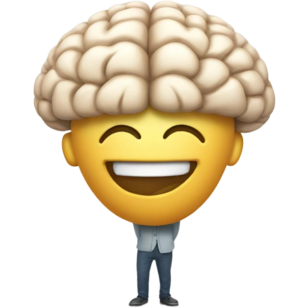 Laughing with a big brain emoji