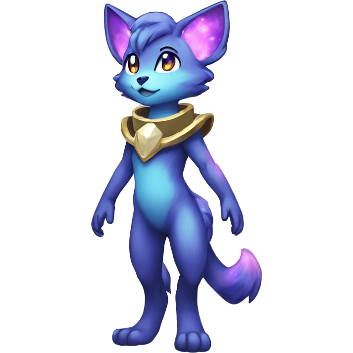 Shiny Anthro Sona Fakemon Nebula with a collar Full Body emoji
