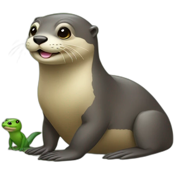 Loutre avec une grenouille  emoji