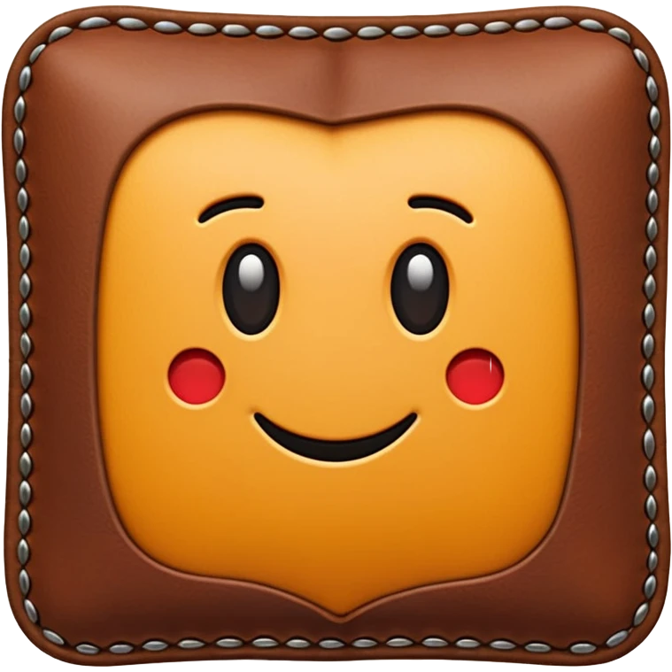 Apple-style 3D emoji of a flat rectangular piece of leather fabric, with stitched edges, soft texture but slightly shiny, representing industrial leather as material. emoji