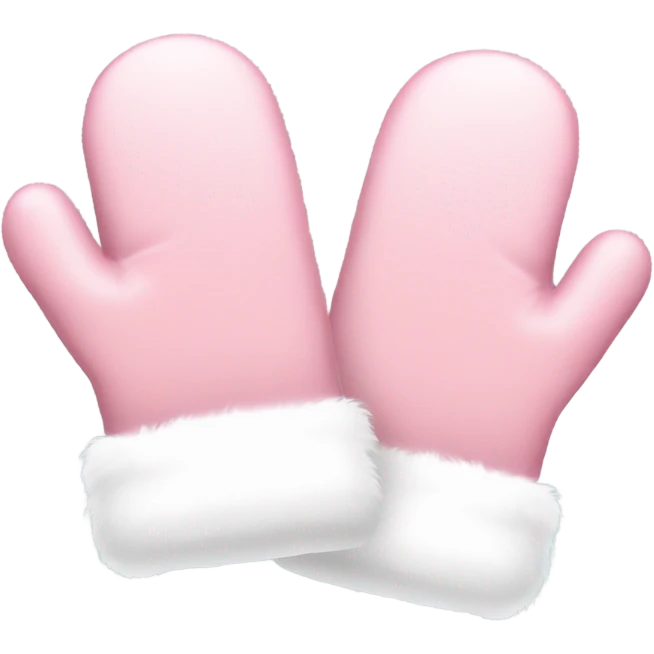 a pair of light pink mittens with white fur emoji
