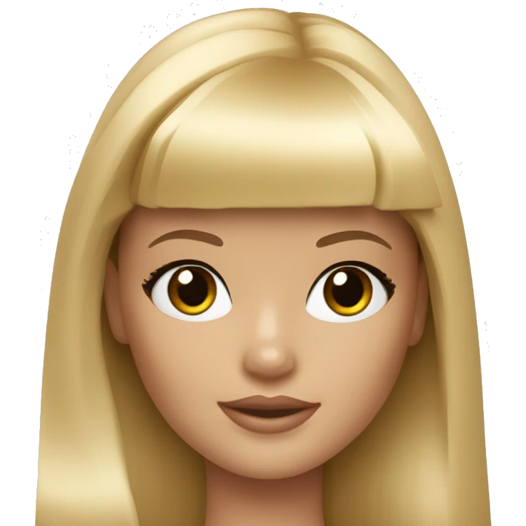 Blonde Barbie with bangs and long straight hair and hazel eyes emoji