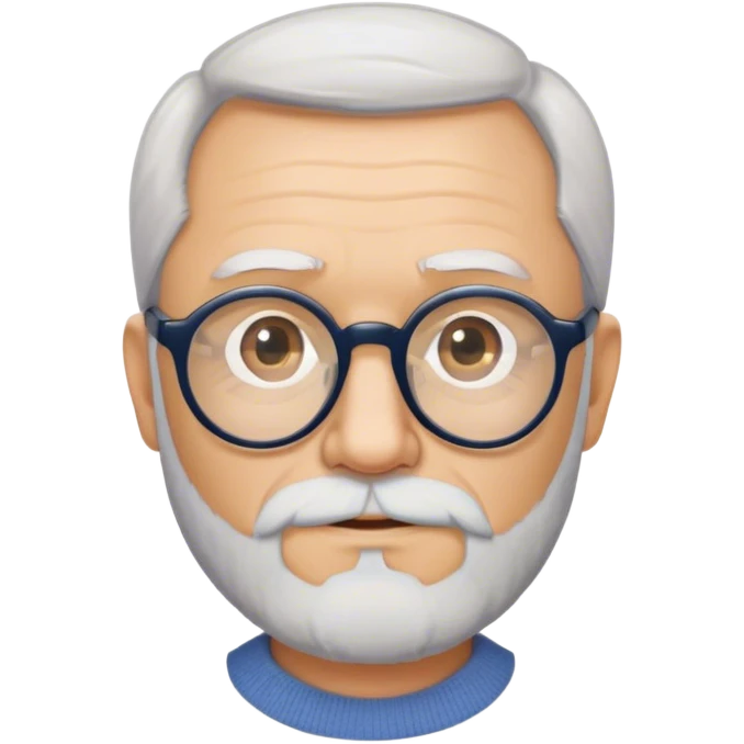 An older man with less gray hair and a short trimmed full beard, wearing round glasses emoji