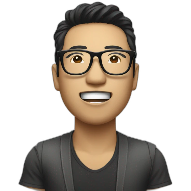 Vocalist with glasses and microphone asian emoji