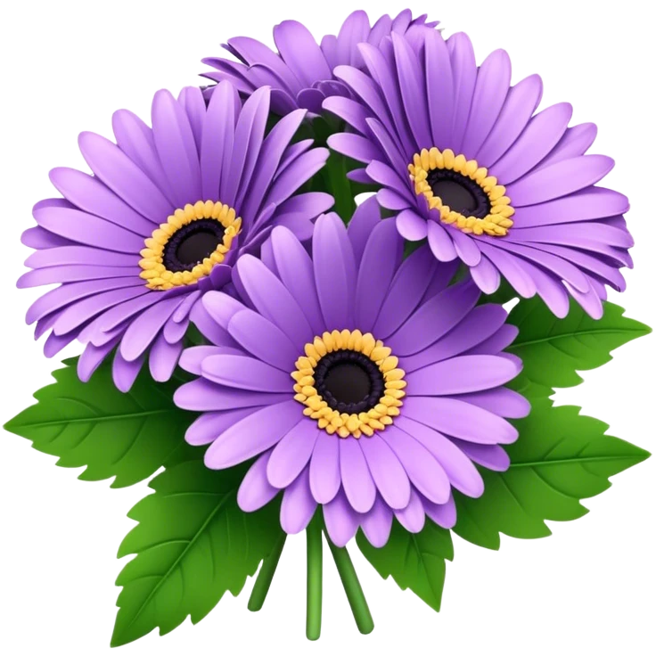 bouquet Lavender Gerbera Daisy, luxuriant, leaf, bud emoji