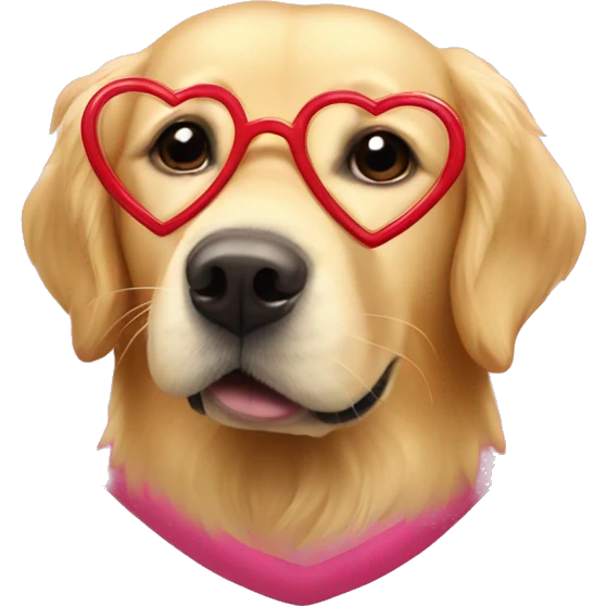 Golden retriever wearing heart glasses emoji