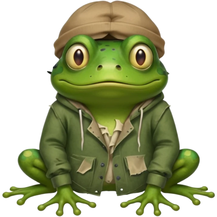 homeless frog with torn dirty clothes

 emoji