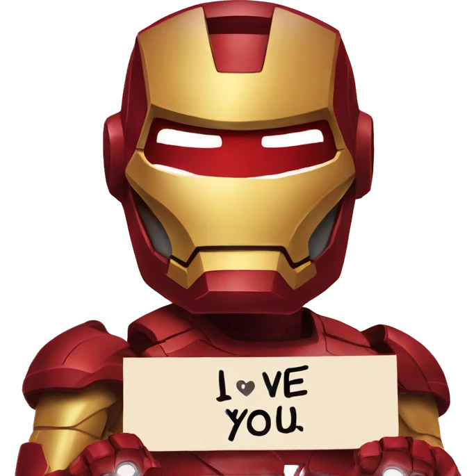 Ironman holding a sign i love you emoji