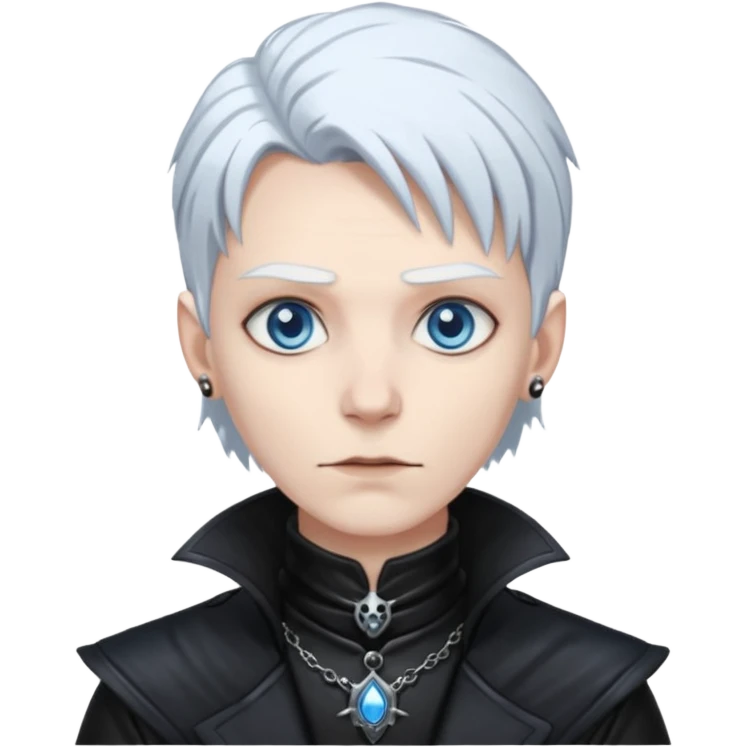 necromancer with black leather outfit white hair emoji