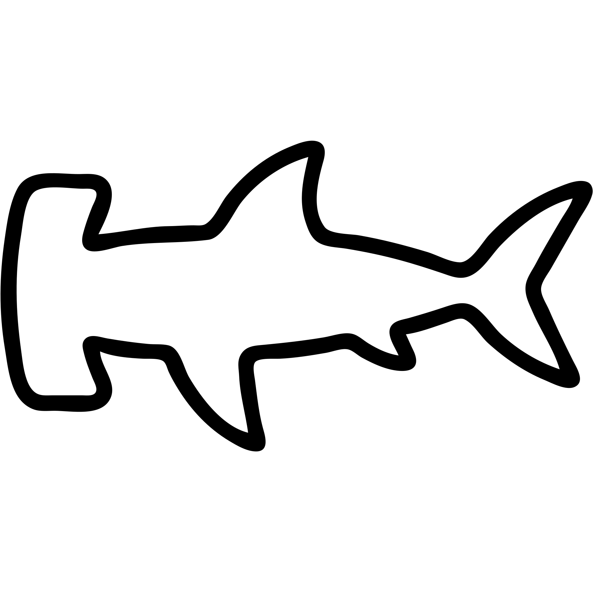 hammerhead shark, minimal black outline icon emoji