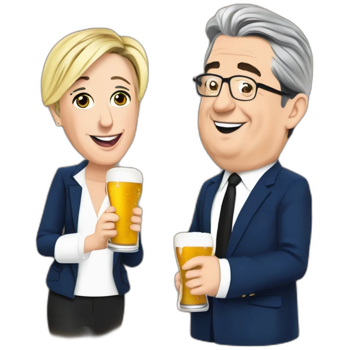 Marine Le Pen bois une bière avec Jean-Luc Melenchon emoji