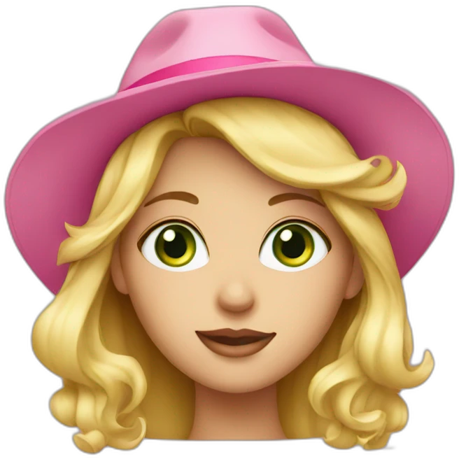 blonde with green eyes in a pink hat emoji
