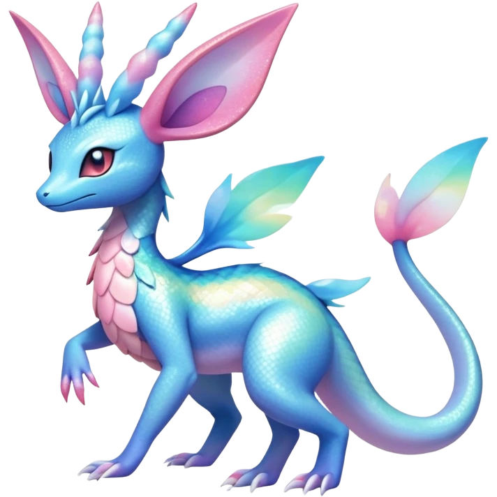 Colorful Shiny Exotic Amaura-Salandit-Aurorus-Sylveon-Fakémon-hybrid-creature (full body)  emoji