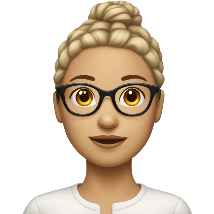 Lighskin girl with classes hair in a bun emoji