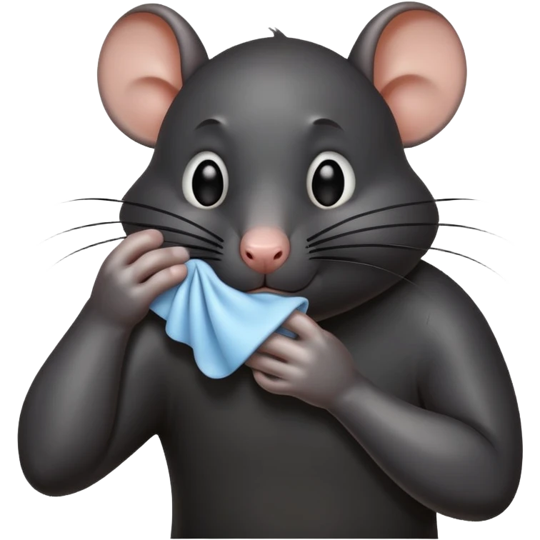 a black rat standing and wiping its sweaty face emoji