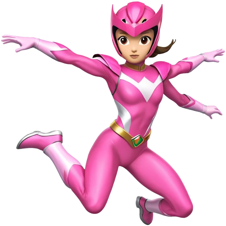 Pink power ranger girl supergero flying emoji