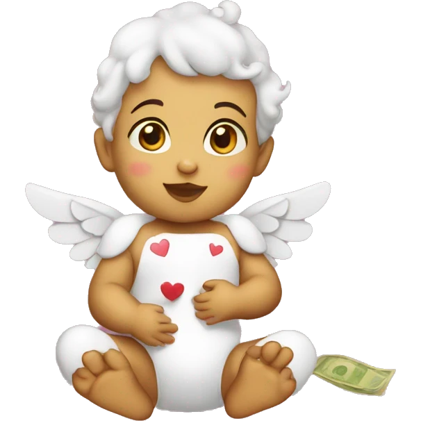 baby cupid with money and heart eyes emoji