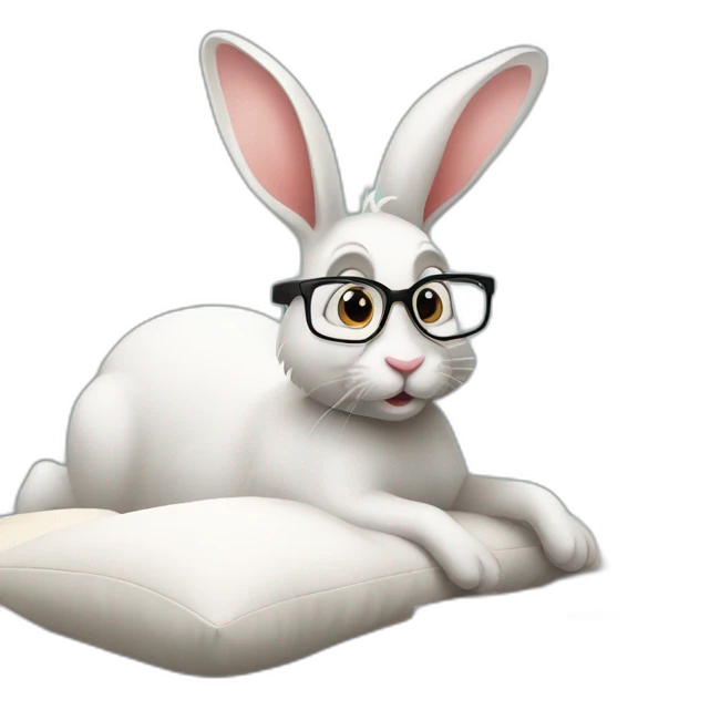 rabbit-with-eyeglasses-leaning-against-a-pillow-while-using-a-macbook emoji