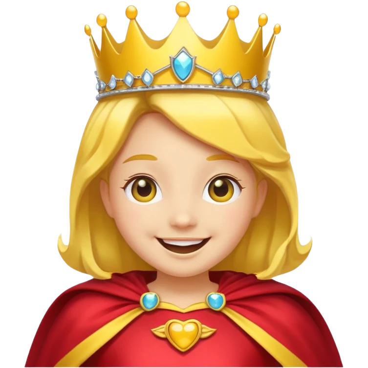 happy face with a tiara and cape emoji