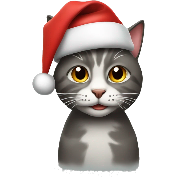 Christmas cat wearing a Santa hat emoji