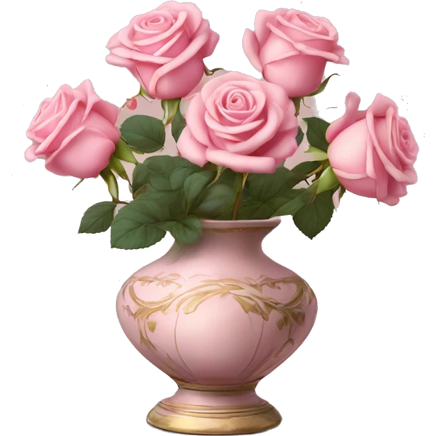Pastell pink roses in a vintage vase emoji