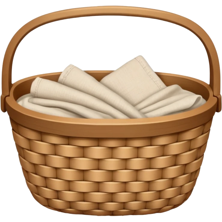A woven light Brown basket with fresh washed linen emoji