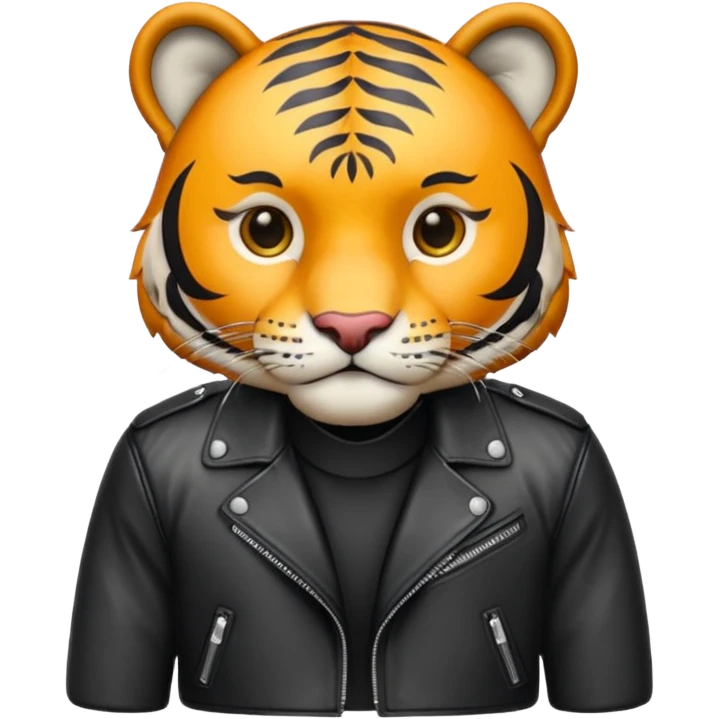 tiger in stylish leather jacket emoji