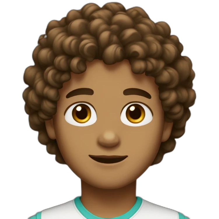 Boy,Curly hair, medium skin color brown eyes emoji