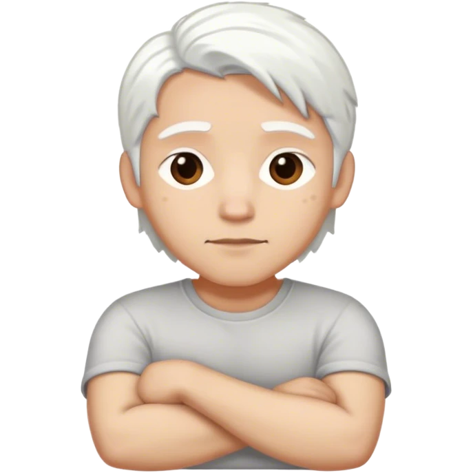 Mops weiss mit grossen aber wenigen braunen flecken der die arme verschrenkt emoji
