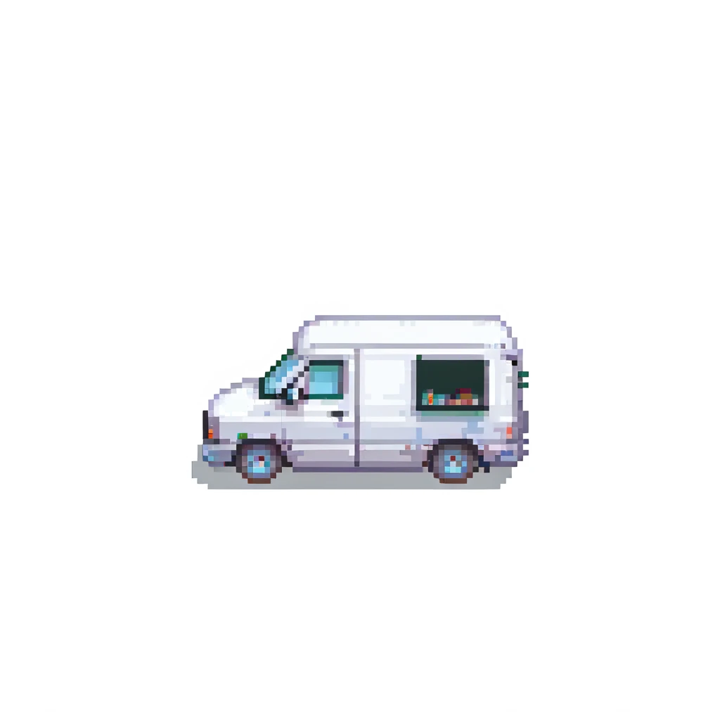 side profile of delivery van, minimalist design emoji