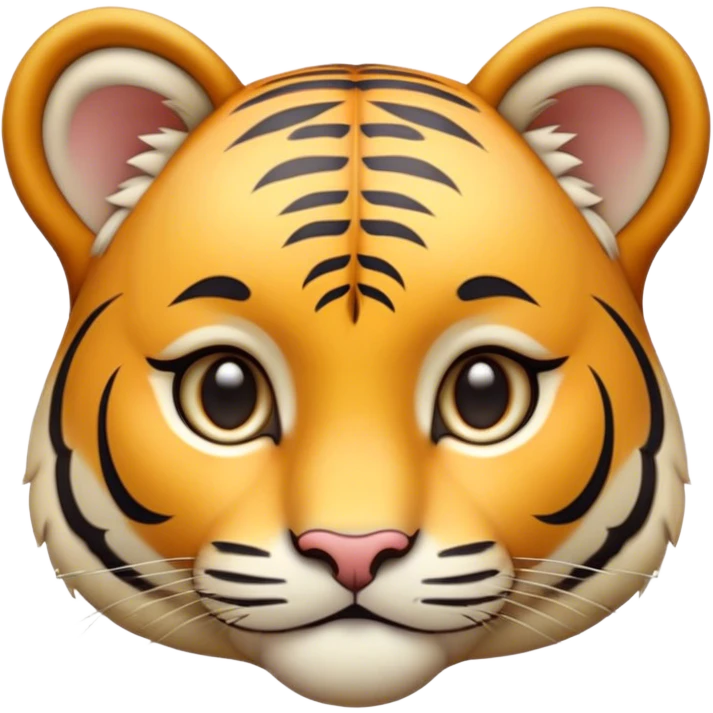 Cinematic Noble Tiger Cub Portrait Emoji, Poised with a hint of regal innocence, featuring a compact, soft build adorned with delicate stripes and large, expressive eyes, Simplified yet sharp and sophisticated features, highly detailed, glowing with a gentle, wild luminescence, high shine, intelligent and endearing, stylized with an air of youthful authority, focused and attentive, soft glowing outline, capturing the essence of a tiny jungle guardian that appears ready to pounce out of the screen with effortless charm! emoji