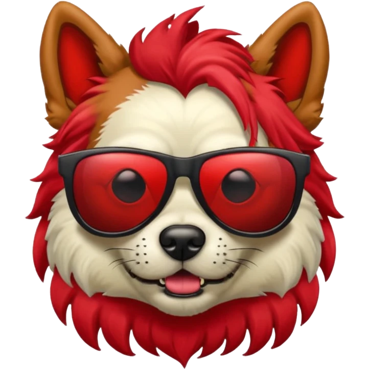 Zombie dog with red hair and sun glasses emoji